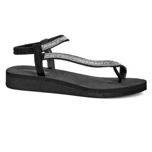 CLOUDWALKERS WIDE FIT Size 8-9W Black Elena Crystal Embellished Sandal (SH05)